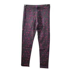 Spotted Zebra Girls Casual Gray Pink Purple Hearts  Leggings Size Medium (8)